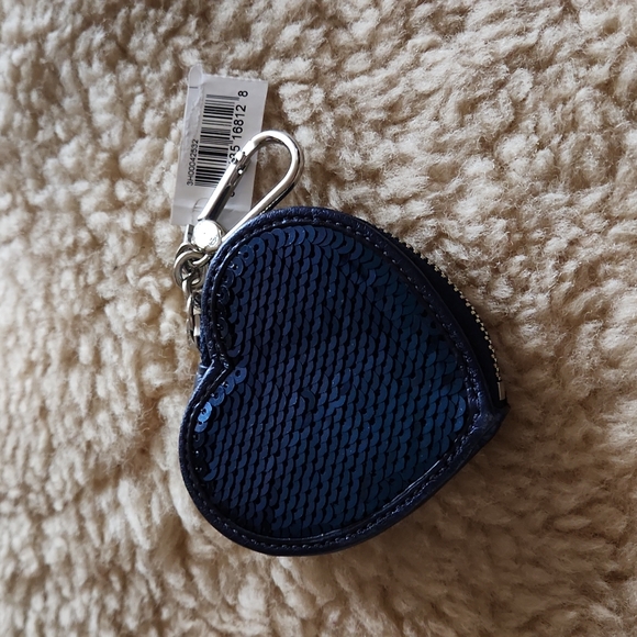 NWT Coach Blue Pop Sequin Heart Key Ring or Bag Tag ๐ - Picture 10 of 13